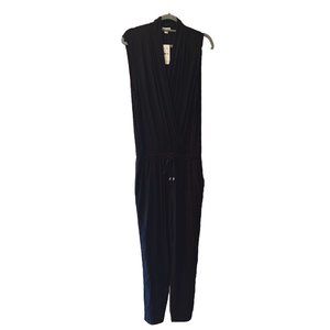 Splendid Womens Black Jumpsuit , M, Sleeveless Tie Waist Draped‎ Front Pockets